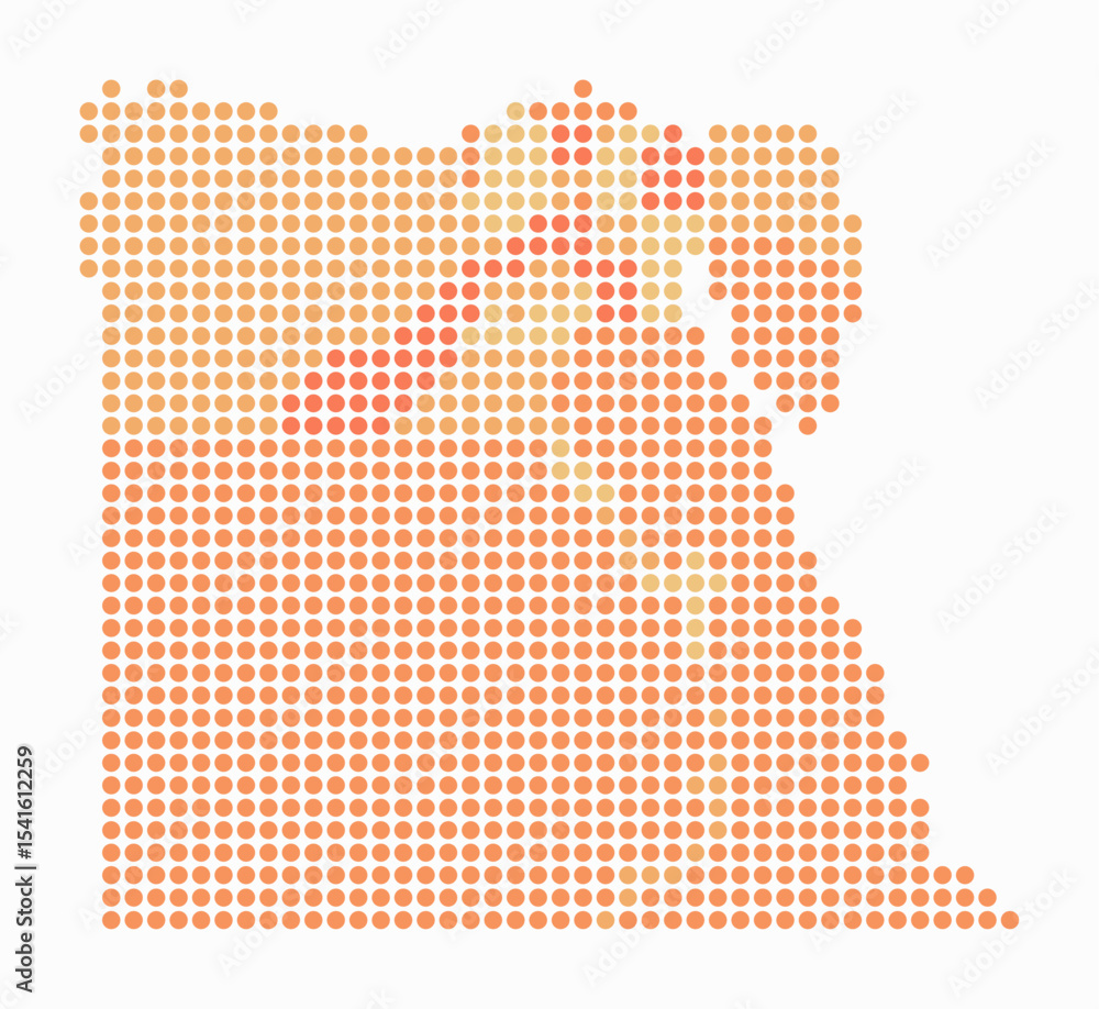 Poster egypt dotted map. digital style map of the country on white background. egypt shape with circle dots
