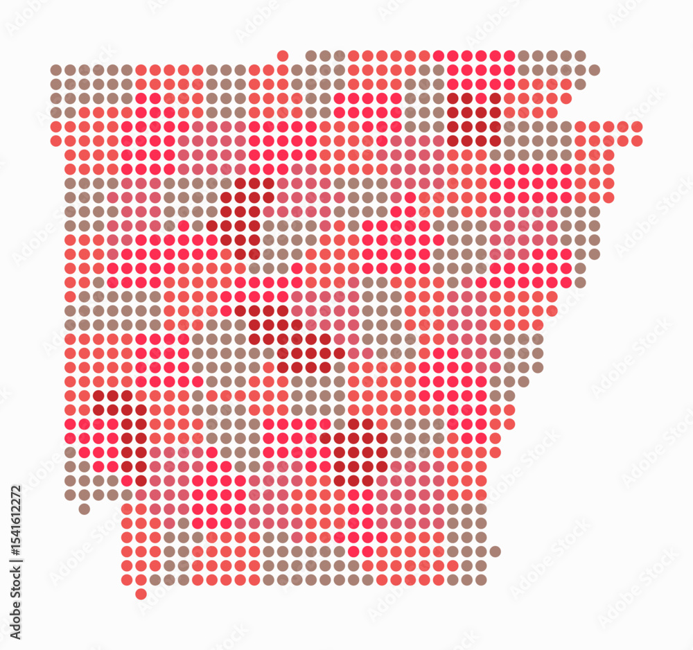 Aufkleber arkansas dotted map. digital style map of the state on white background. arkansas shape with circle 