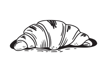 croissant line art vector illustration isolated on white background