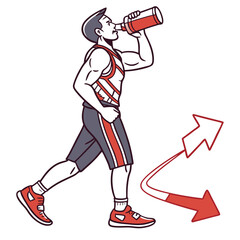 Man Drinking Protein Shake After Workout  Fitness .eps