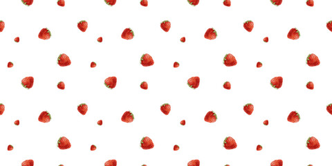 Simple Seamless Pattern of Watercolor Strawberry berries. Cute Summer background of red little strawberry. Botanical print for package, cosmetic, tablecloth, wallpapers, textile