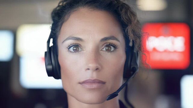 Emergency response: 911 operator focus, voice command, urgent reaction, dispatch coordination, headset signal, crisis alert, communication skill, calm tone, quick decision, support role, rescue link