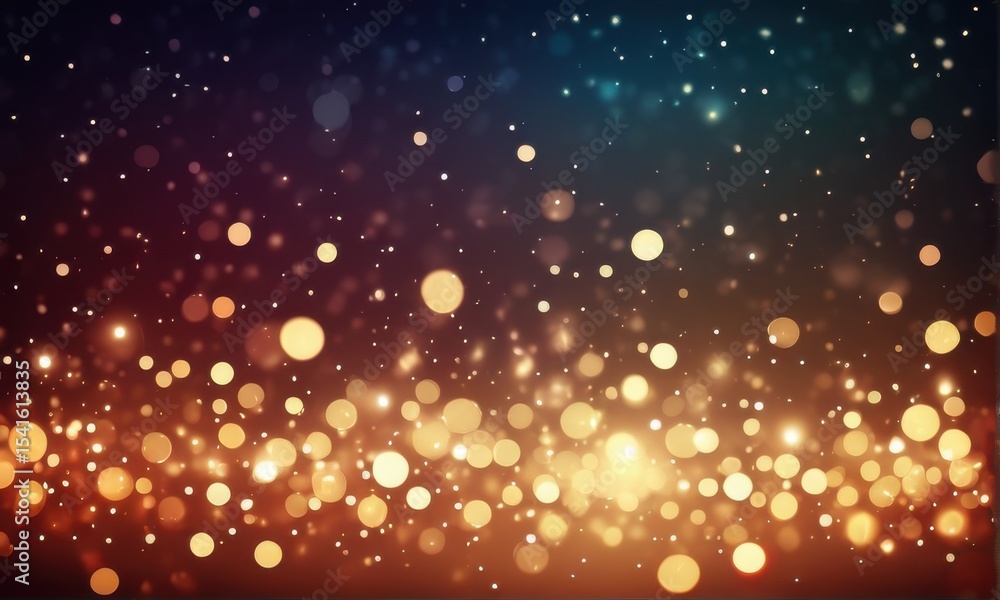 Poster abstract golden bokeh lights background with teal gradient