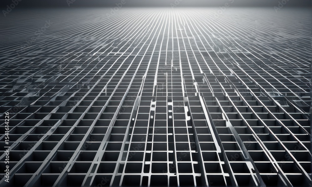 Aufkleber abstract metallic grid 3d rendering of a repetitive geometric pattern