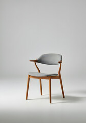 Minimalistic gray chair on white background, modern furniture design
