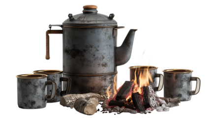 old coffee pot on white background 