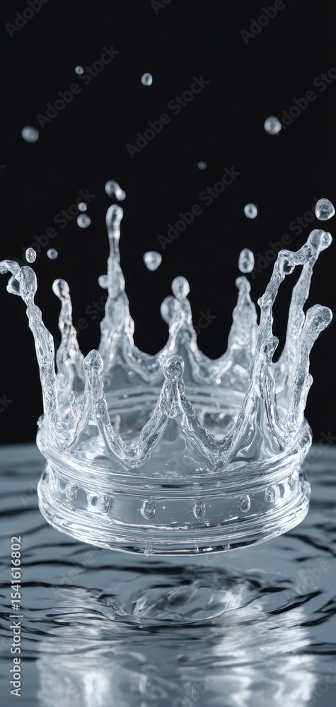 Aufkleber an abstract high-speed white liquid crown with diagonal gradient light flare over a black background