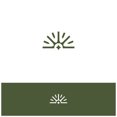 Half Sun shape and Stars outline style template background