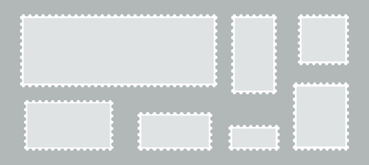 Postage frames collection. Blank rectangle and square postage stamps.