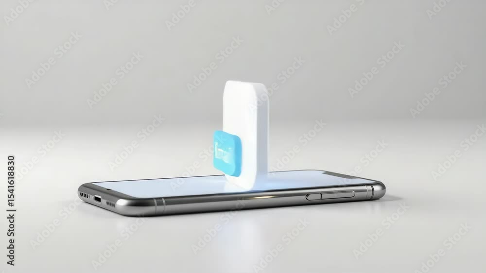 Poster a smartphone with a digital email icon floating above its screen, representing online communication 