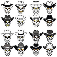Beautiful skull outline vector illustration isolated on white background.