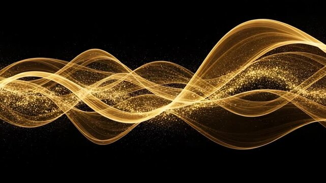 Fondo negro con ondas abstractas doradas