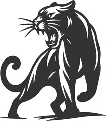 Wild animal cougar vector illustration silhouette