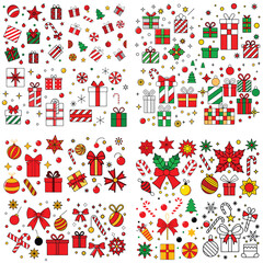 Christmas Icons set vector illustration isolated on white background.
