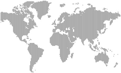 Vertical line shape world map showcasing land connections