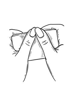 hands holding object, black and white clip art preview
