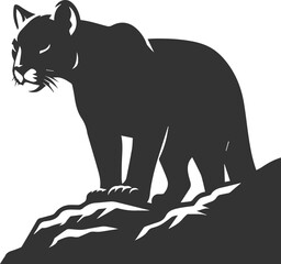 Wild animal cougar vector illustration silhouette