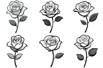 Roses silhouette vector illustration isolated on white background.