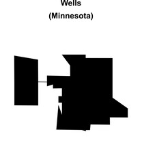 Wells (Minnesota) blank outline map