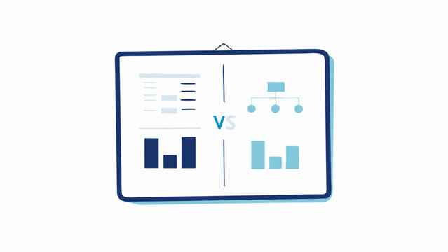 Comparison of data visualization with bar charts and organizational structure on whiteboard display
