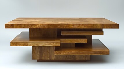Geometric wooden table multitiered design