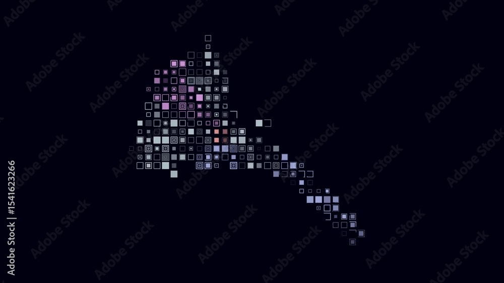 Poster eritrea dotted animation. shape of the country build of pulsating colored dots. large size square bl