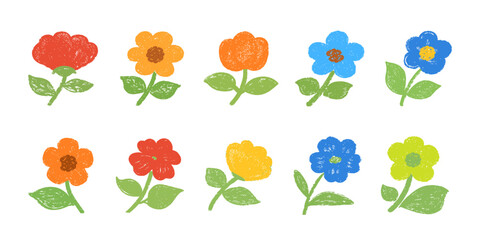 flower wax vector. Flowers icon wax pencil