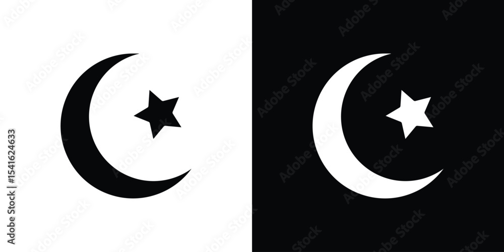 Poster star and crescent icon vector scalable graphics