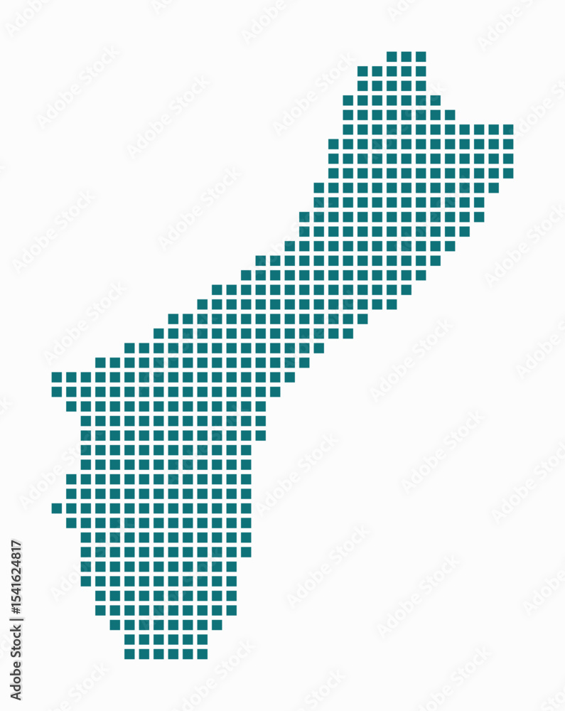 Aufkleber guam dotted map. digital style map of the country on white background. guam shape with square dots. 