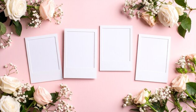 Blank Instant Photo Frames with Floral Decor