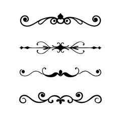 text dividers doodle set. Wedding decorative elements. Divider ornament, borders, floral, vintage line separators. Hand drawn vector illustration isolated on white background. Set page dividers.
