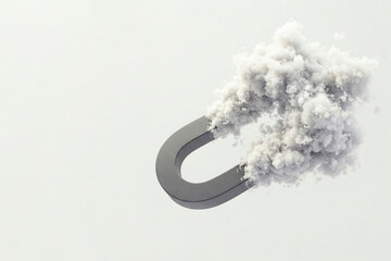 A magnet that attracts clouds. Space for text.