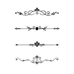 Obraz premium text dividers doodle set. Wedding decorative elements. Divider ornament, borders, floral, vintage line separators. Hand drawn vector illustration isolated on white background. Set page dividers. 