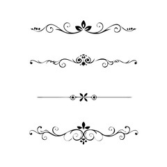 text dividers doodle set. Wedding decorative elements. Divider ornament, borders, floral, vintage line separators. Hand drawn vector illustration isolated on white background. Set page dividers.
