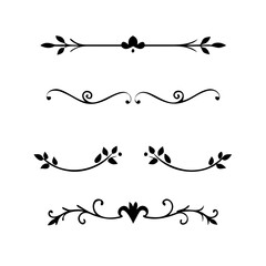 text dividers doodle set. Wedding decorative elements. Divider ornament, borders, floral, vintage line separators. Hand drawn vector illustration isolated on white background. Set page dividers.

