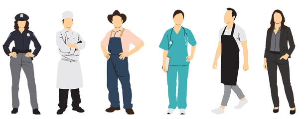 Obraz premium group of different occupation people isolated