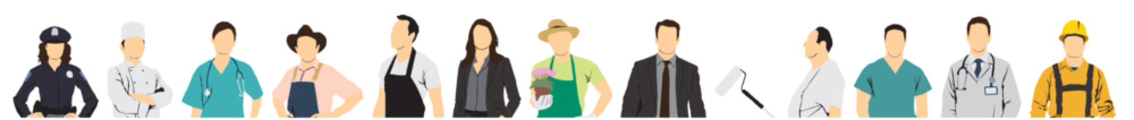 vector illustration of different people half isolated