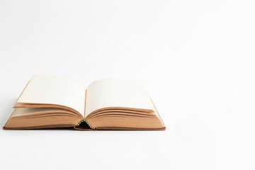 An open old book with blank pages. Space for text.