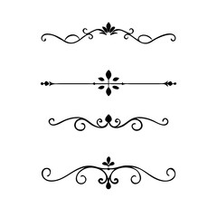 text dividers doodle set. Wedding decorative elements. Divider ornament, borders, floral, vintage line separators. Hand drawn vector illustration isolated on white background. Set page dividers.
