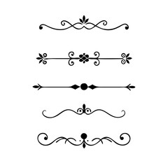text dividers doodle set. Wedding decorative elements. Divider ornament, borders, floral, vintage line separators. Hand drawn vector illustration isolated on white background. Set page dividers.
