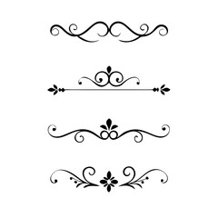 text dividers doodle set. Wedding decorative elements. Divider ornament, borders, floral, vintage line separators. Hand drawn vector illustration isolated on white background. Set page dividers.
