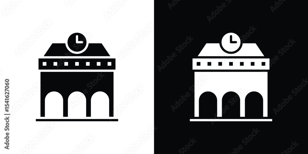 Poster train station building icon vector scalable graphics