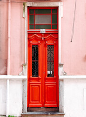 Multicolored authentic doors of the city of Lisbon, Portugal