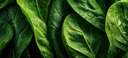 Fototapeta premium The vibrant green leaves glistening with water droplets after rainfall