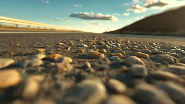 Close-up of road surface with stones