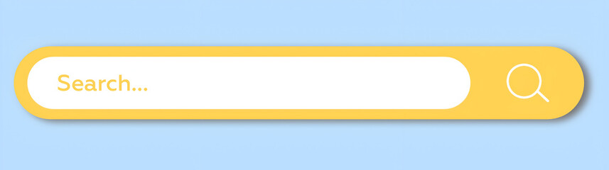 Obraz premium 3d search bar Internet browser engine yellow color, vector illustration