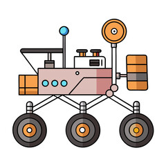 Colorful Cartoon Mars Rover Illustration on a White Background Space Exploration