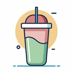 Cute stylized illustration of a smoothie or a blended drink in a cup
