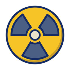 Obraz premium Radioactive symbol icon with yellow and blue on a white background