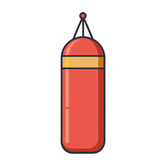 Cartoon illustration of a red punching bag hanging from the ceiling